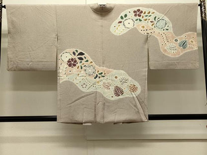 平和屋着物＃羽織　絞り　草花文　鬼しぼ縮緬　正絹　逸品　CABI6217in