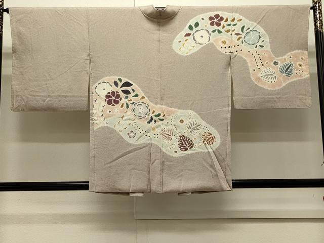 平和屋着物＃羽織　絞り　草花文　鬼しぼ縮緬　正絹　逸品　CABI6217in