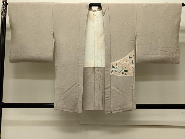 平和屋着物＃羽織　絞り　草花文　鬼しぼ縮緬　正絹　逸品　CABI6217in