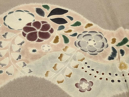 平和屋着物＃羽織　絞り　草花文　鬼しぼ縮緬　正絹　逸品　CABI6217in