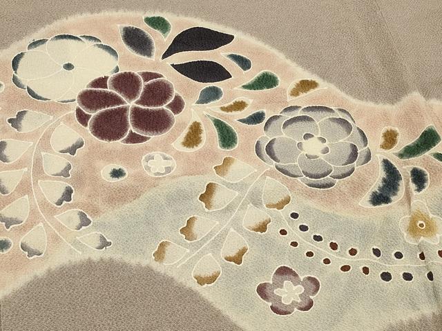 平和屋着物＃羽織　絞り　草花文　鬼しぼ縮緬　正絹　逸品　CABI6217in