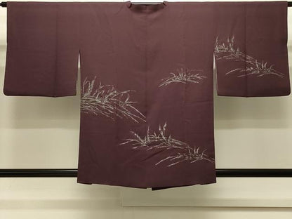 平和屋着物＃道行コート　寿光織　枝葉文　銀糸　正絹　逸品　CABI6220in