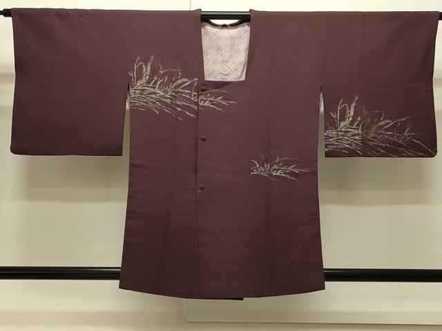 平和屋着物＃道行コート　寿光織　枝葉文　銀糸　正絹　逸品　CABI6220in