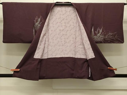 平和屋着物＃道行コート　寿光織　枝葉文　銀糸　正絹　逸品　CABI6220in
