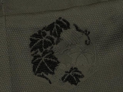 平和屋着物∞道行コート　輪奈ビロード　葡萄蔦の葉文　黒地　正絹　逸品　未使用　CABI6221in
