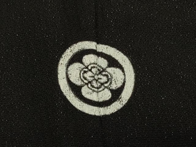 平和屋着物∞男性　長羽織　黒紋付き　銀通し地　キングサイズ　正絹　逸品　CABI6222in