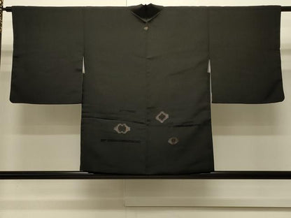 平和屋着物∞羽織　抽象文　黒地　正絹　逸品　CABI6223in