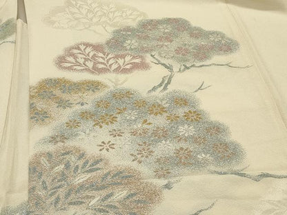 平和屋着物∞羽織　寿光織　草花文　金銀糸　正絹　逸品　CABI6224in