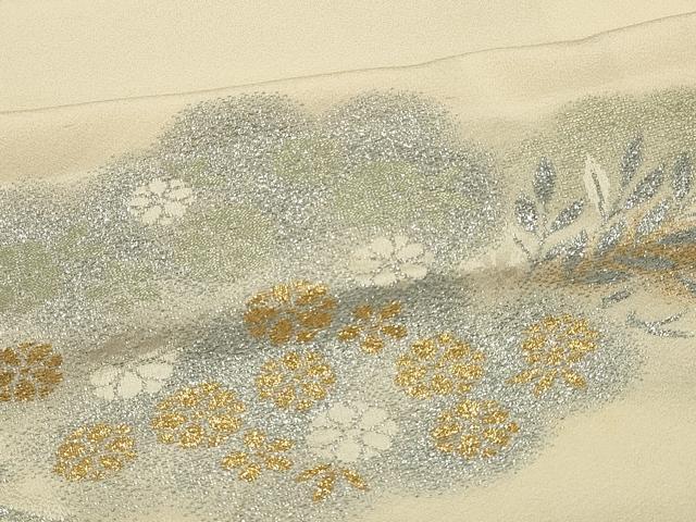 平和屋着物∞羽織　寿光織　草花文　金銀糸　正絹　逸品　CABI6224in