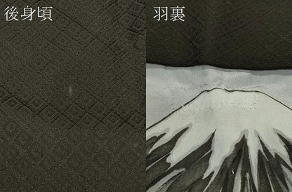 平和屋着物∞男性　羽織　黒紋付き　菱地紋　正絹　逸品　CABI6226in
