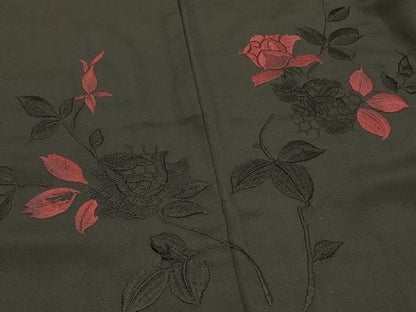 平和屋着物∞羽織　総刺繍　薔薇　バラ　黒地　正絹　逸品　CABI6230in