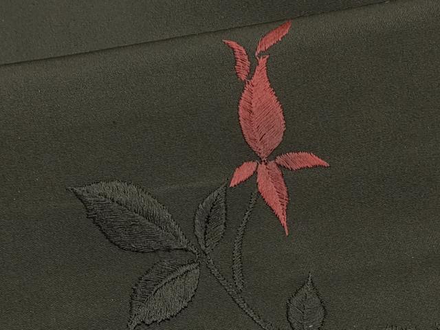 平和屋着物∞羽織　総刺繍　薔薇　バラ　黒地　正絹　逸品　CABI6230in