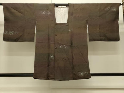 平和屋着物∞道行コート　横段流水花文　正絹　逸品　CABI6233in