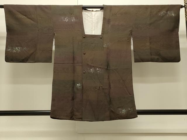平和屋着物∞道行コート　横段流水花文　正絹　逸品　CABI6233in