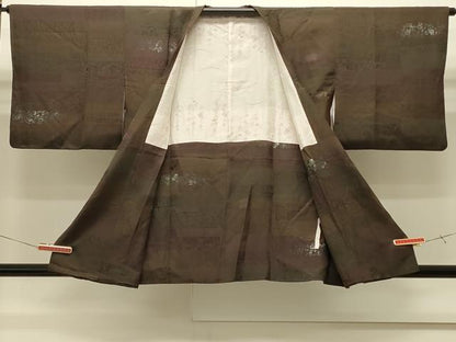 平和屋着物∞道行コート　横段流水花文　正絹　逸品　CABI6233in