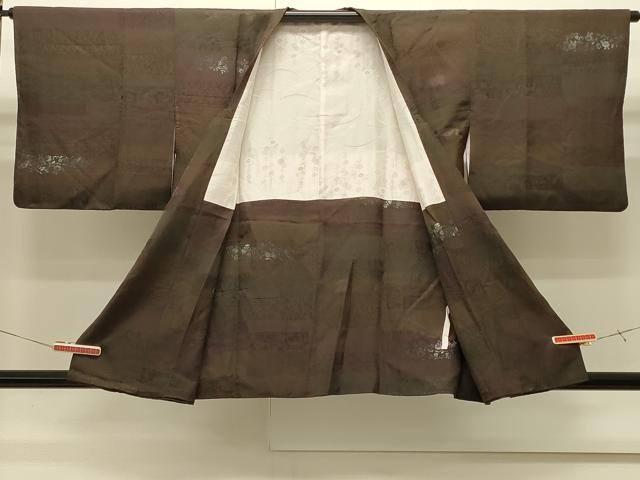 平和屋着物∞道行コート　横段流水花文　正絹　逸品　CABI6233in