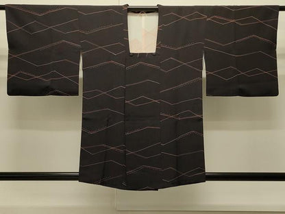 平和屋着物∞道行コート　抽象文　黒地　正絹　逸品　CABI6236in