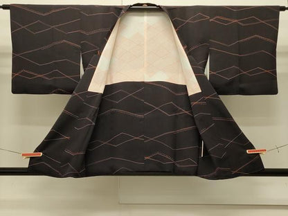 平和屋着物∞道行コート　抽象文　黒地　正絹　逸品　CABI6236in