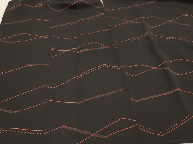 平和屋着物∞道行コート　抽象文　黒地　正絹　逸品　CABI6236in