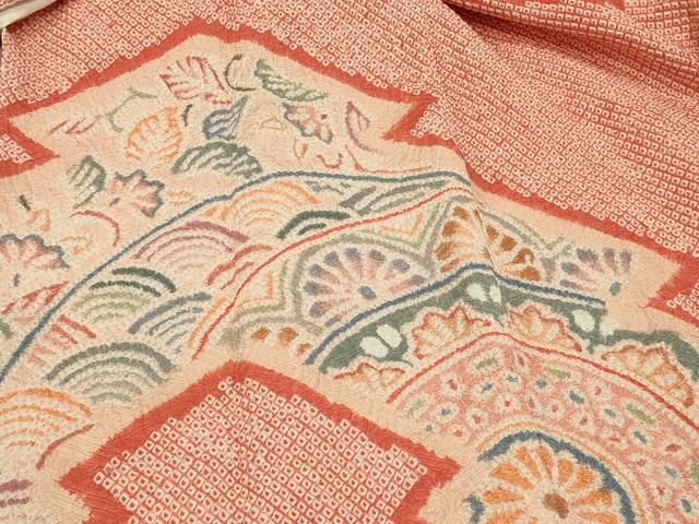 平和屋着物∞羽織　総絞り　松皮取り吉祥文　正絹　逸品　CABI6244in