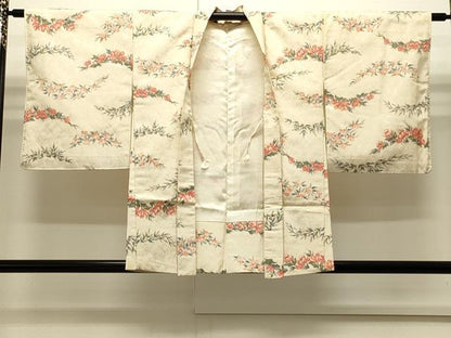 平和屋着物∞羽織　草花文　銀通し地　正絹　逸品　CABI6245in