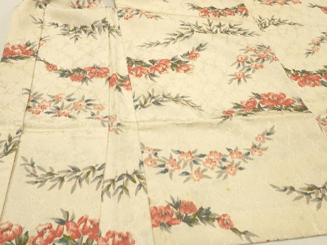 平和屋着物∞羽織　草花文　銀通し地　正絹　逸品　CABI6245in
