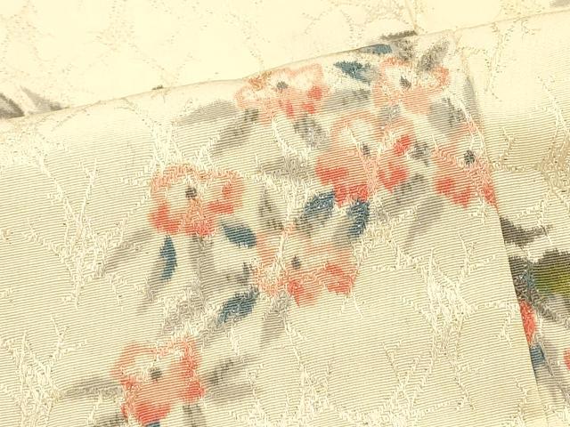 平和屋着物∞羽織　草花文　銀通し地　正絹　逸品　CABI6245in