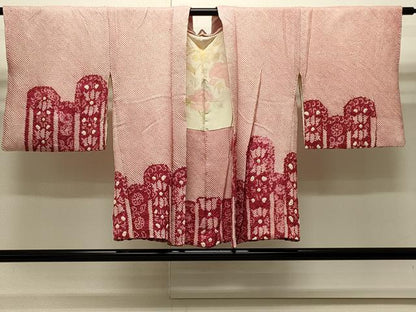 平和屋着物∞羽織　総絞り　洋花文　正絹　逸品　CABI6248in