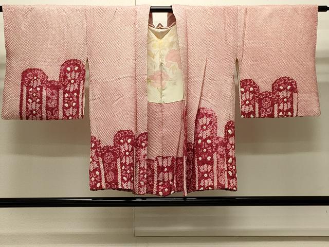 平和屋着物∞羽織　総絞り　洋花文　正絹　逸品　CABI6248in