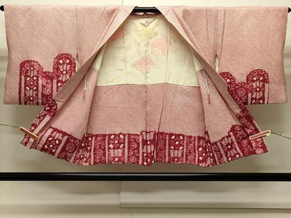 平和屋着物∞羽織　総絞り　洋花文　正絹　逸品　CABI6248in