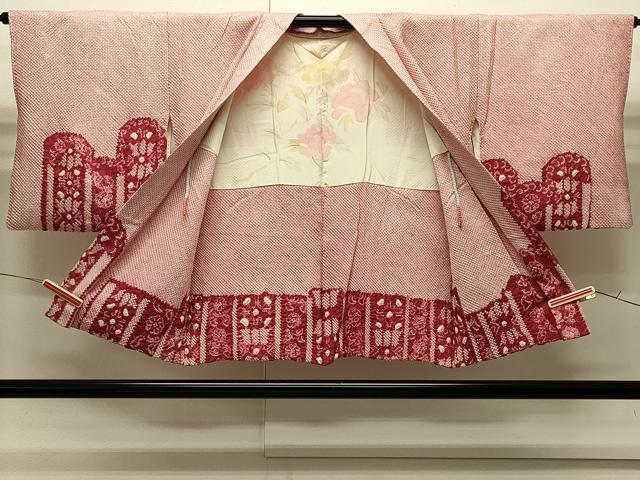 平和屋着物∞羽織　総絞り　洋花文　正絹　逸品　CABI6248in