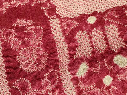 平和屋着物∞羽織　総絞り　洋花文　正絹　逸品　CABI6248in