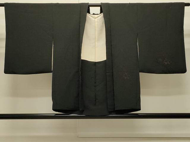 平和屋着物∞羽織　枝花文　黒地　正絹　逸品　CABI6250in