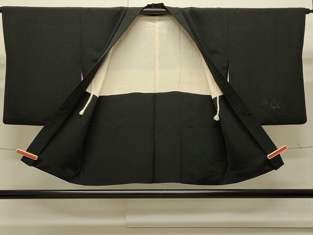 平和屋着物∞羽織　枝花文　黒地　正絹　逸品　CABI6250in