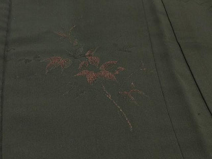 平和屋着物∞羽織　枝花文　黒地　正絹　逸品　CABI6250in