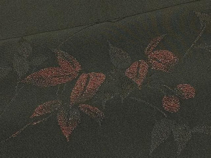 平和屋着物∞羽織　枝花文　黒地　正絹　逸品　CABI6250in