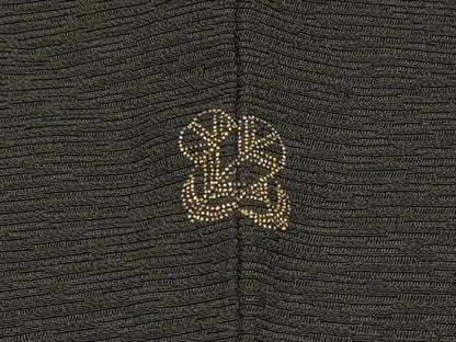 平和屋着物∞羽織　寿光織　草花文　黒地　金銀糸　正絹　逸品　CABI6252in