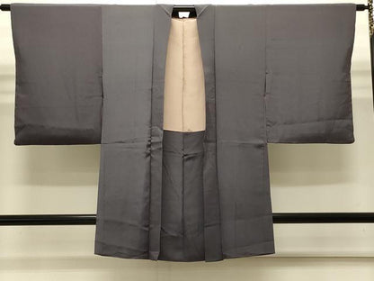 平和屋着物∞長羽織　色無地　御召茶色　正絹　逸品　CABI6254in