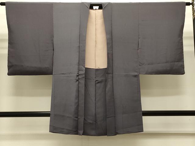 平和屋着物∞長羽織　色無地　御召茶色　正絹　逸品　CABI6254in