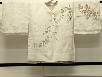 平和屋着物∞羽織　単衣　枝葉文　金彩　銀通し地　正絹　逸品　CABI6256in