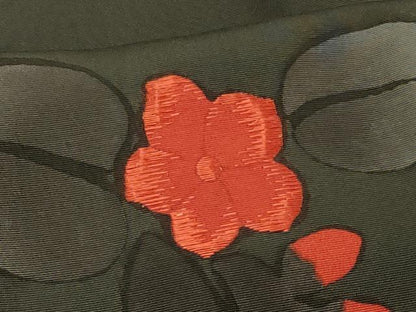 平和屋着物∞羽織　刺繍　花唐草文　黒地　正絹　逸品　未使用　CABI6258in