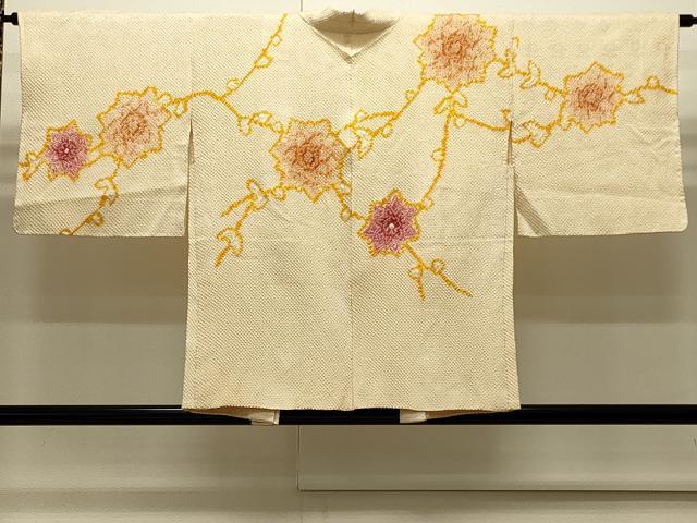 平和屋着物∞羽織　総絞り　枝花文　正絹　逸品　CABI6261in