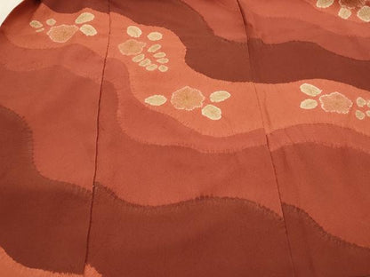 平和屋着物∞道中着　仮絵羽　絞り　道長草花文　金彩　正絹　逸品　未使用　CABI6262in