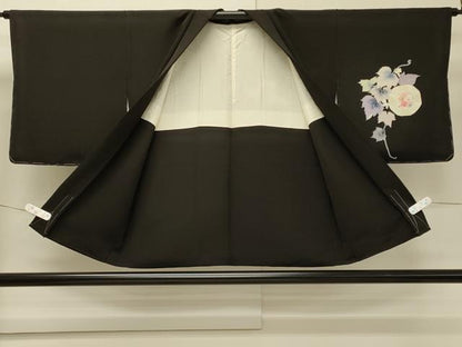 平和屋着物∞羽織　刺繍　絵皿葡萄蔦の葉文　黒地　正絹　逸品　未使用　CABI6263in