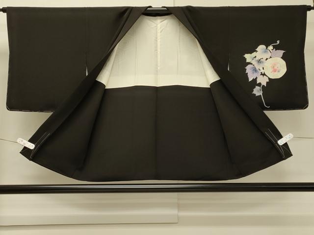 平和屋着物∞羽織　刺繍　絵皿葡萄蔦の葉文　黒地　正絹　逸品　未使用　CABI6263in