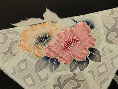 平和屋着物∞羽織　刺繍　絵皿葡萄蔦の葉文　黒地　正絹　逸品　未使用　CABI6263in