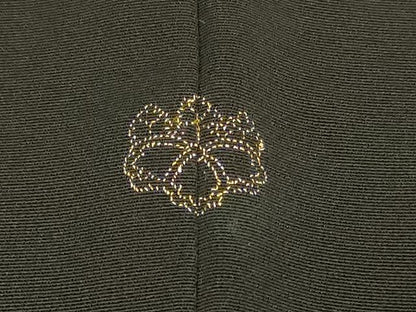 平和屋着物∞羽織　駒刺繍　結び紐丸文　黒地　金彩　正絹　逸品　CABI6266in