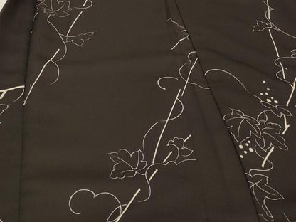 平和屋着物∞羽織　葡萄蔦の葉文　黒地　正絹　逸品　CABI6267in