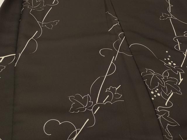 平和屋着物∞羽織　葡萄蔦の葉文　黒地　正絹　逸品　CABI6267in