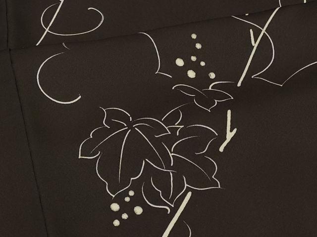 平和屋着物∞羽織　葡萄蔦の葉文　黒地　正絹　逸品　CABI6267in